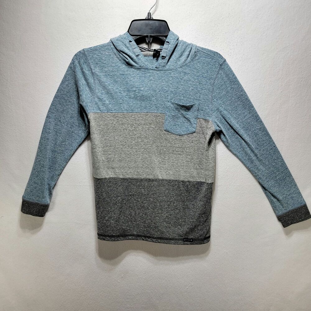 Ocean Current Kid's Shirt Grey Blue Long Sleeve Pullover Size Medium